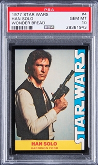 1977 Star Wars Wonder Bread #4 Han Solo – Harrison Fords "Rookie Card!" – PSA GEM MT 10